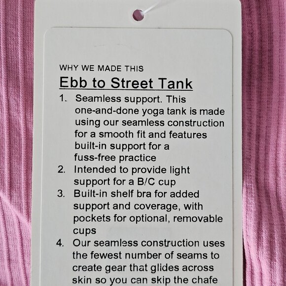 NWT LULULEMON PKFR Pink Ebb To Street Built In Bra Tank Top 6 - Picture 8 of 8